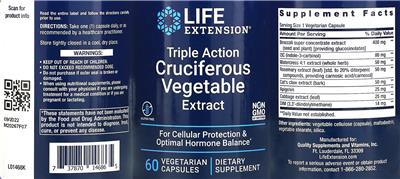 Triple Action Cruciferous Vegetable Extract label