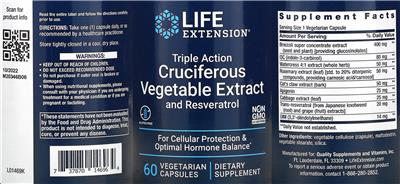 Triple Action Cruciferous Vegetable Extract and Resveratrol label