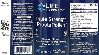 Triple Strength ProstaPollen label