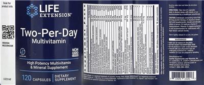 Two-Per-Day Multivitamin label
