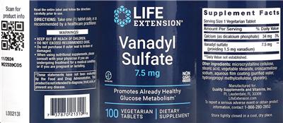 Vanadyl Sulfate 7.5 mg label