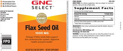 Flax Seed Oil 1000 mg label