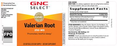 Valerian Root 250 mg label