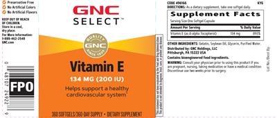 Vitamin E 134 mg (200 IU) label