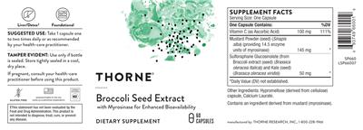 Broccoli Seed Extract label