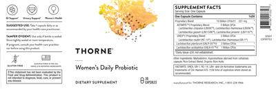 Women's Daily Probiotic label