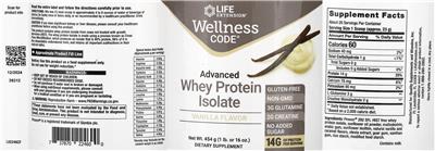 Advanced Whey Protein Isolate Vanilla Flavor label