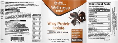 Whey Protein Isolate Chocolate Flavor label