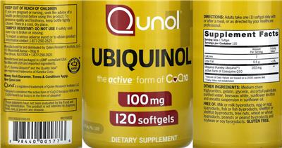 Ubiquinol 100 mg label