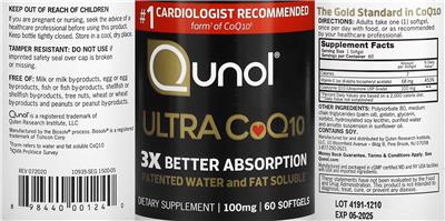 Ultra CoQ10 100 mg label