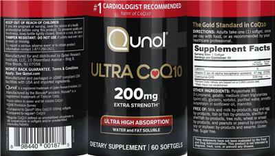Ultra CoQ10 200 mg label