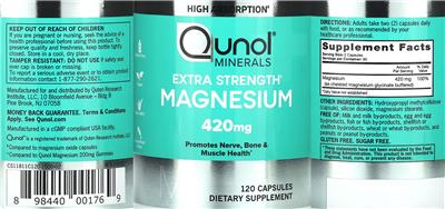 Extra Strength Magnesium 420 mg label