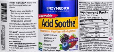 Chewable Acid Soothe Berry Flavor label