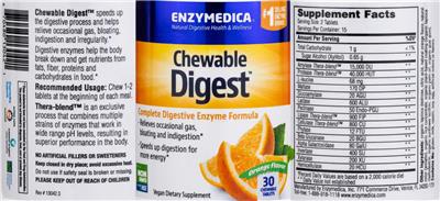 Chewable Digest Orange Flavor label