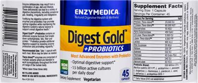 Digest Gold + Probiotics label