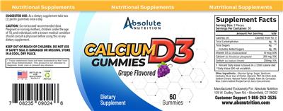 Calcium D3 Gummies Grape Flavored label