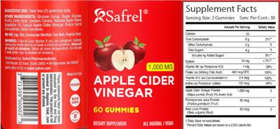 Apple Cider Vinegar 1000 mg label