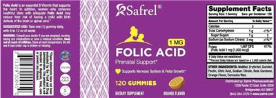 Folic Acid 1 mg Orange Flavor label