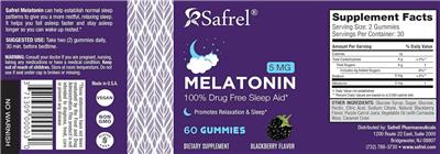 Melatonin 5 mg Blackberry Flavor label