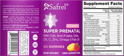 Super Prenatal Lemon & Raspberry Flavor label
