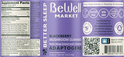 Blackberry Mushroom Gummies label