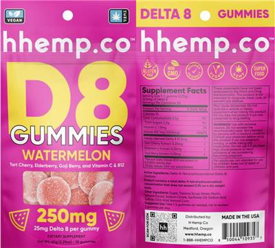 D8 Gummies Watermelon 250 mg label