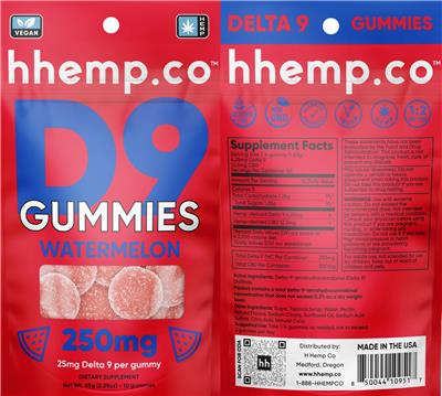 D9 Gummies Watermelon 250 mg label