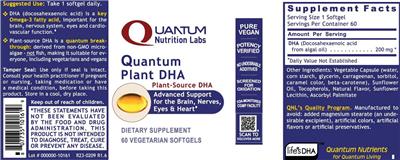 Quantum Plant DHA label