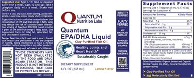 Quantum EPA/DHA Liquid Lemon Flavor label