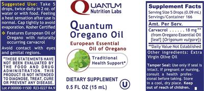 Quantum Oregano Oil label