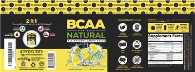 BCAA Plant-Based Natural Lemonade label