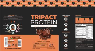 TriPact Protein Creamy Chocolate label