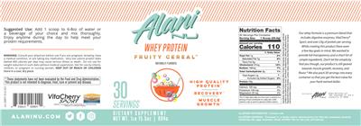 Whey Protein Fruity Cereal label