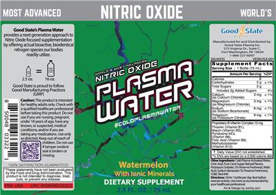 Nitric Oxide Plasma Water Watermelon label