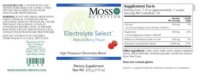 Electrolyte Select Natural Berry Flavor label