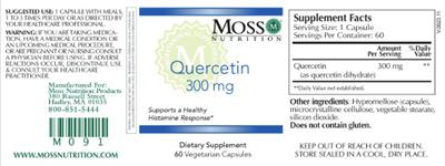 Quercetin 300 mg label