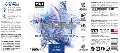 MSM 1000 mg label