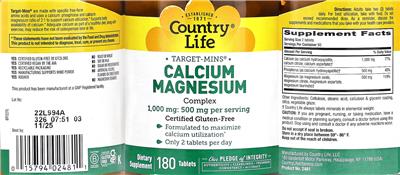 Calcium 1,000 mg Magnesium 500 mg Complex label