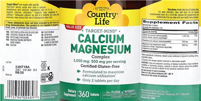 Calcium 1,000 mg Magnesium 500 mg Complex label