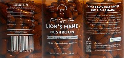 Lion's Mane Mushroom label