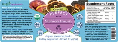 Perfect Mushroom Immunity Powder label