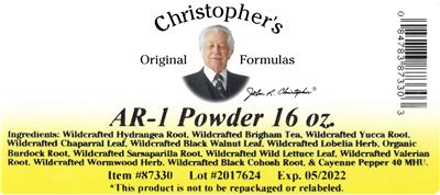 AR-1 Powder label