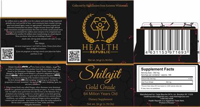 Shilajit Gold Grade label