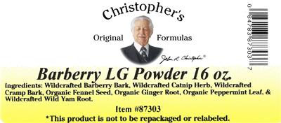 Barberry LG Powder label