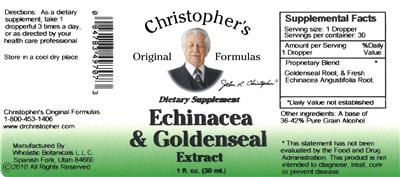 Echinacea & Goldenseal Extract label