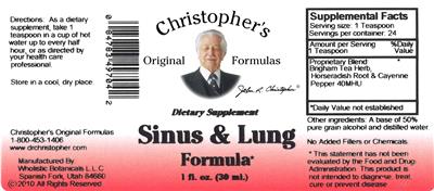 Sinus & Lung Formula label
