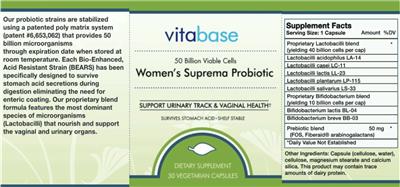 Women's Suprema Probiotic label