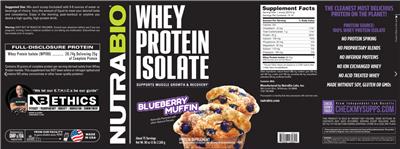 Whey Protein Isolate Blueberry Muffin label
