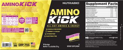 Amino Kick Passionfruit Pineapple label