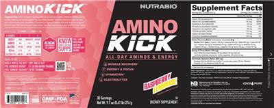 Amino Kick Raspberry Lemonade label